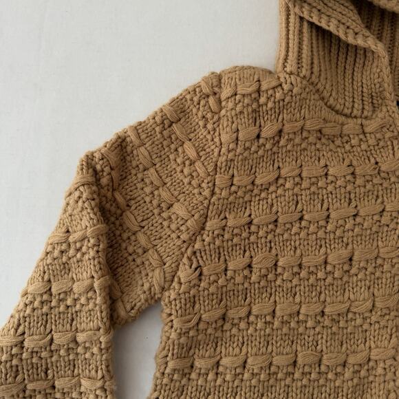 Y2K Camel Brown Textured Knit Hoodie Zip Front Chunky Sweater Jacket M Bratz - Picture 4 of 6